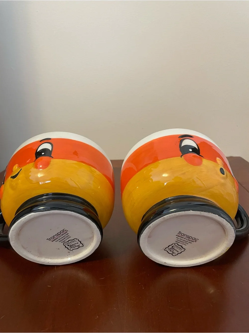 NIB JOHANNA PARKER SET OF 2 CANDY CORN MUGS Cups Halloween Holiday Tea Coffee